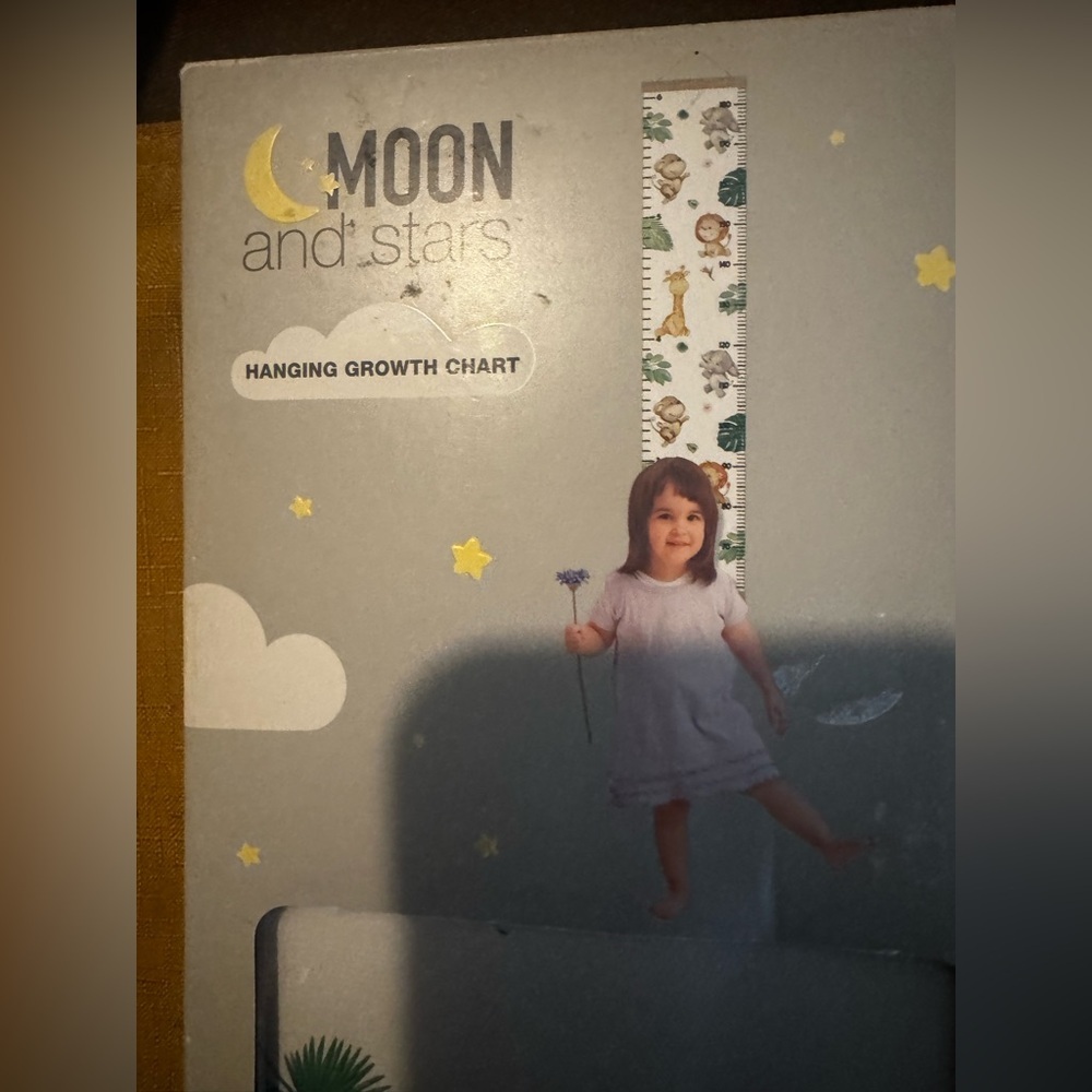 Moon and Stars Safari Print Hanging Growth Chart NRFP Nursery Bedroom Decor